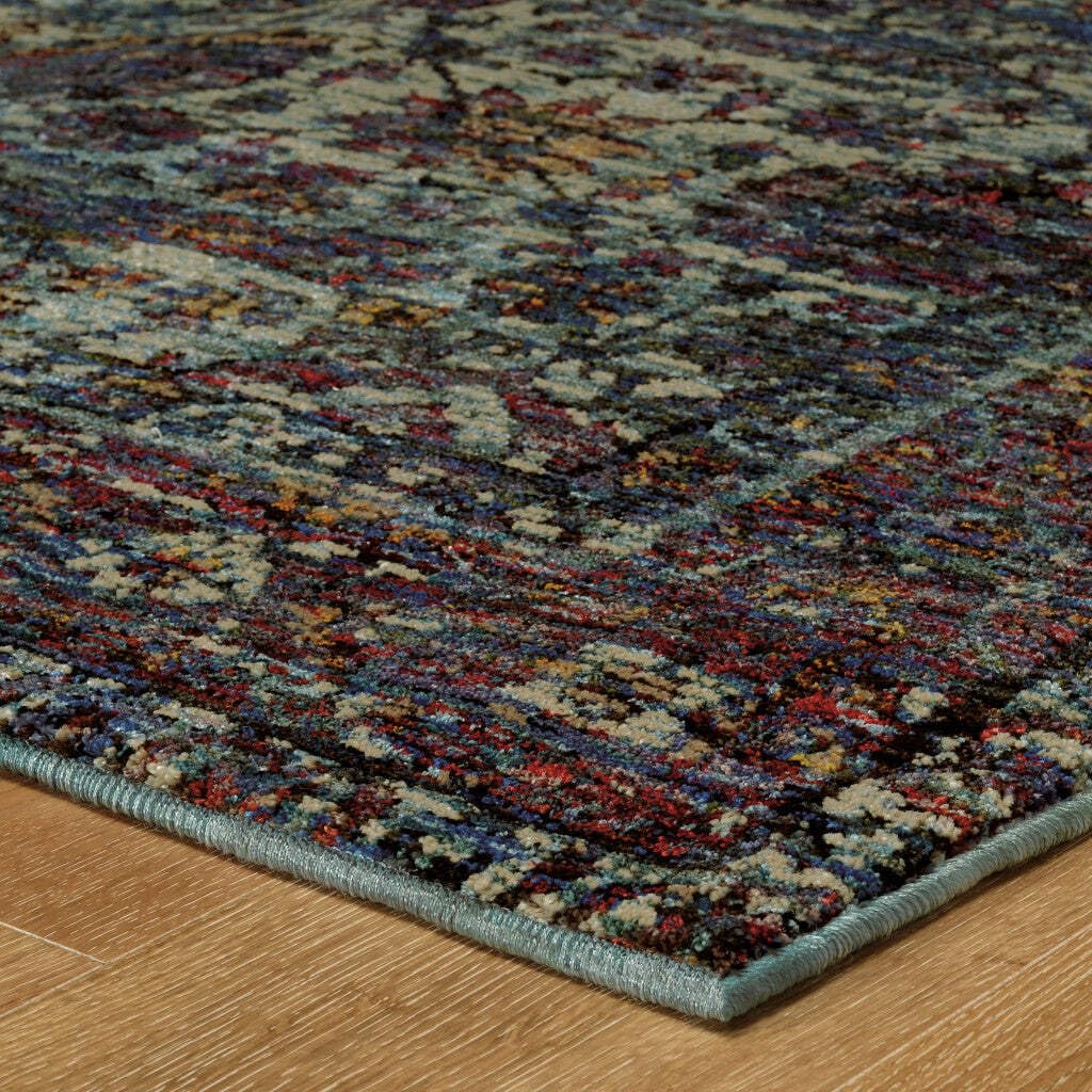 HomeRoots 510065 8 x 10 ft. Blue & Purple Oriental Power Loom Stain Resistant Rectangle Area Rug