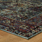 HomeRoots 510065 8 x 10 ft. Blue & Purple Oriental Power Loom Stain Resistant Rectangle Area Rug