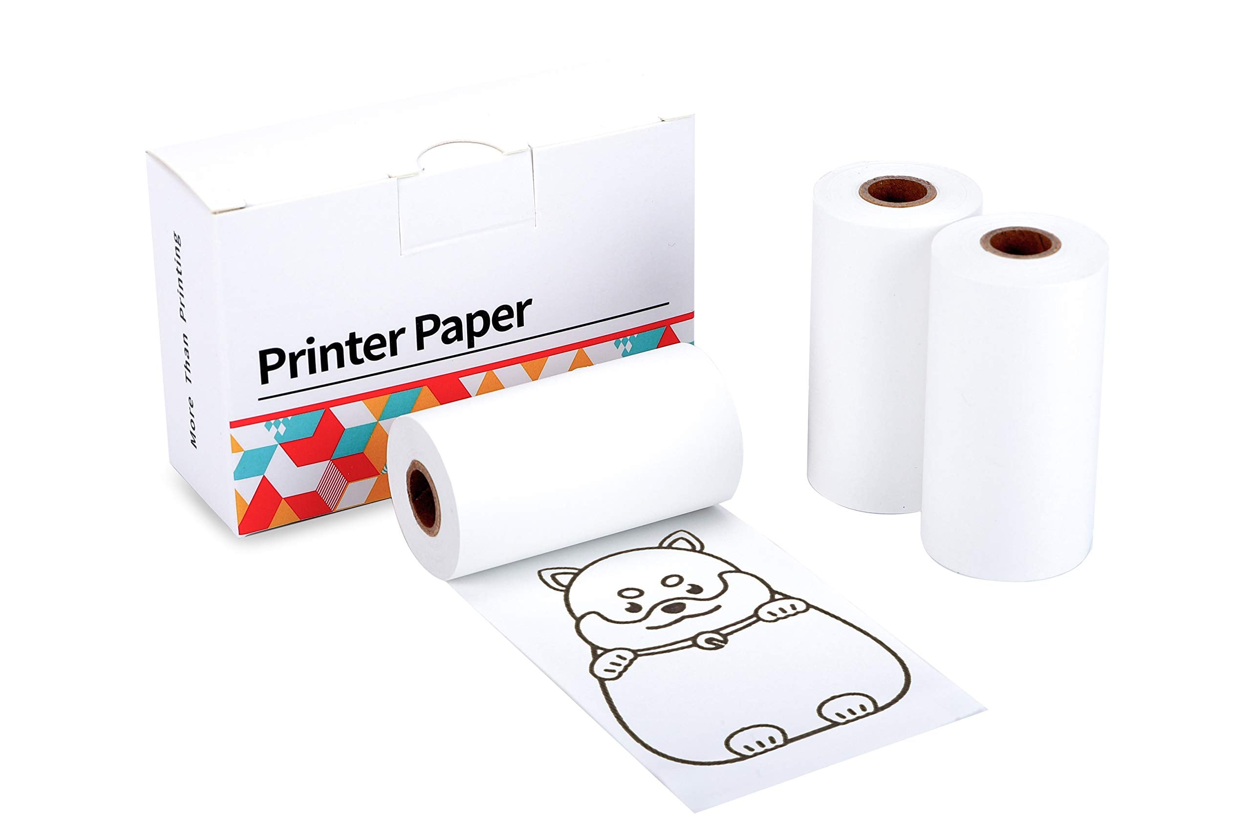 Phomemo Printer Paper For M02/M02 Pro/M02S/M03 Printer, Black On White Thermal Self-Adhesive Sticker Label Printer Paper, 1.97 I