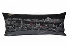 HomeRoots Grey 35' Black New Orleans Nighttime Skyline Lumbar Decorative Pillow