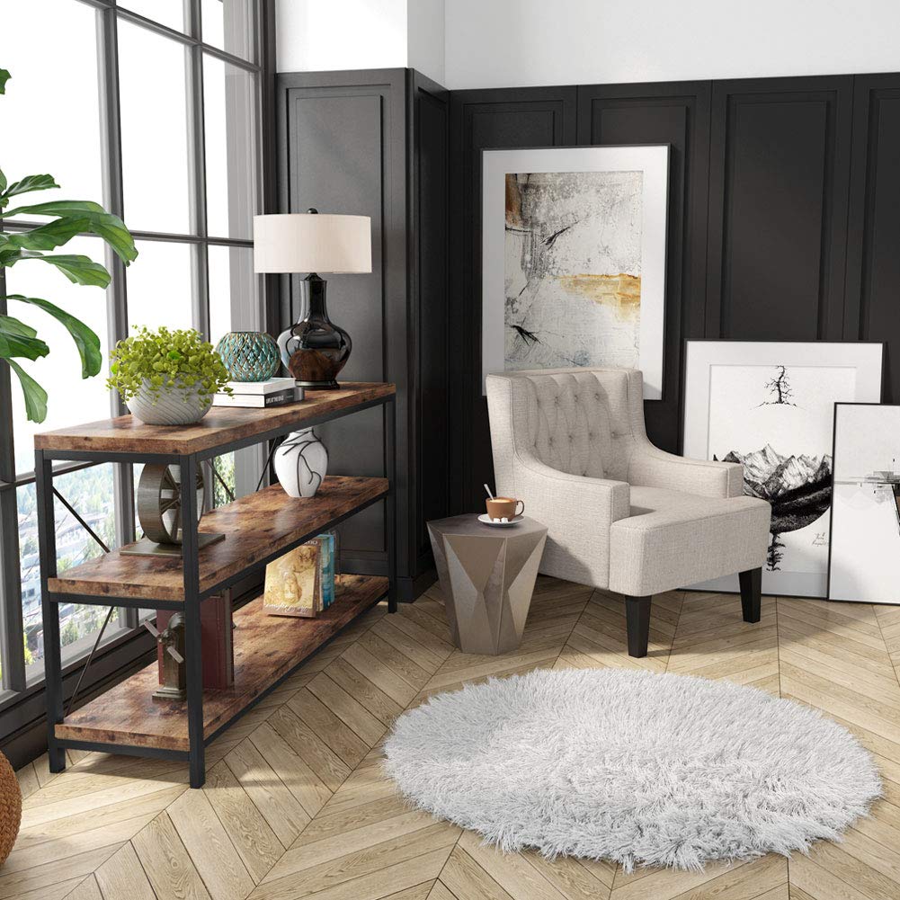 Tribesigns 55 Inches Long Sofa Table With Storage Shelves, 3 Tiers Industrial Rustic Console Table With Open Shelves, Three Decorative Shelf, Open Tv Shelf For Living Room, Hallway, Book