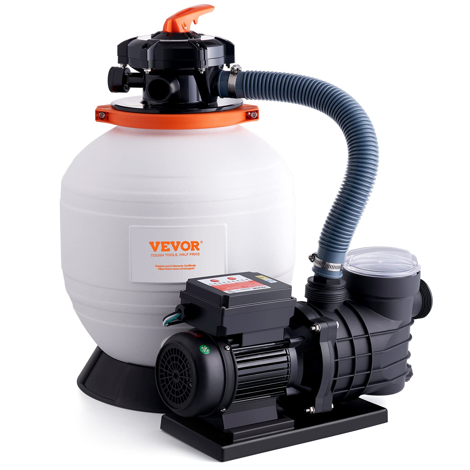 VEVOR Sand Filter Ground 14-inch, 3000 GPH, 3/4 HP Swimming Pumps System & Filters Combo Set with 6-Way Multi-Port Valve & Strai