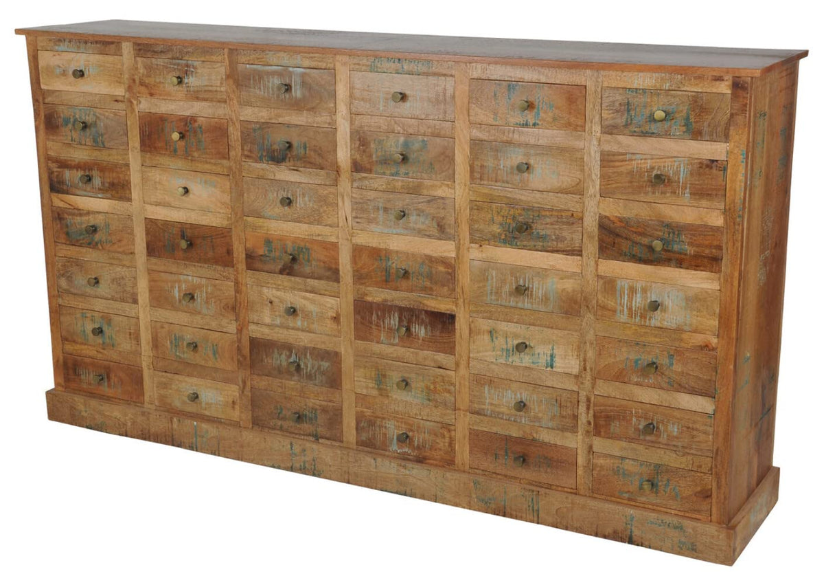 Mountain Studio Rustic 42 Drawer Storage Bin Cabinet 80 Inches Solid Hand Made Reclaimed Wood