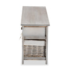 Baxton Studio Mabyn Modern and Contemporary Light Grey Finished Wood 3-Drawer Storage Bench with Baskets