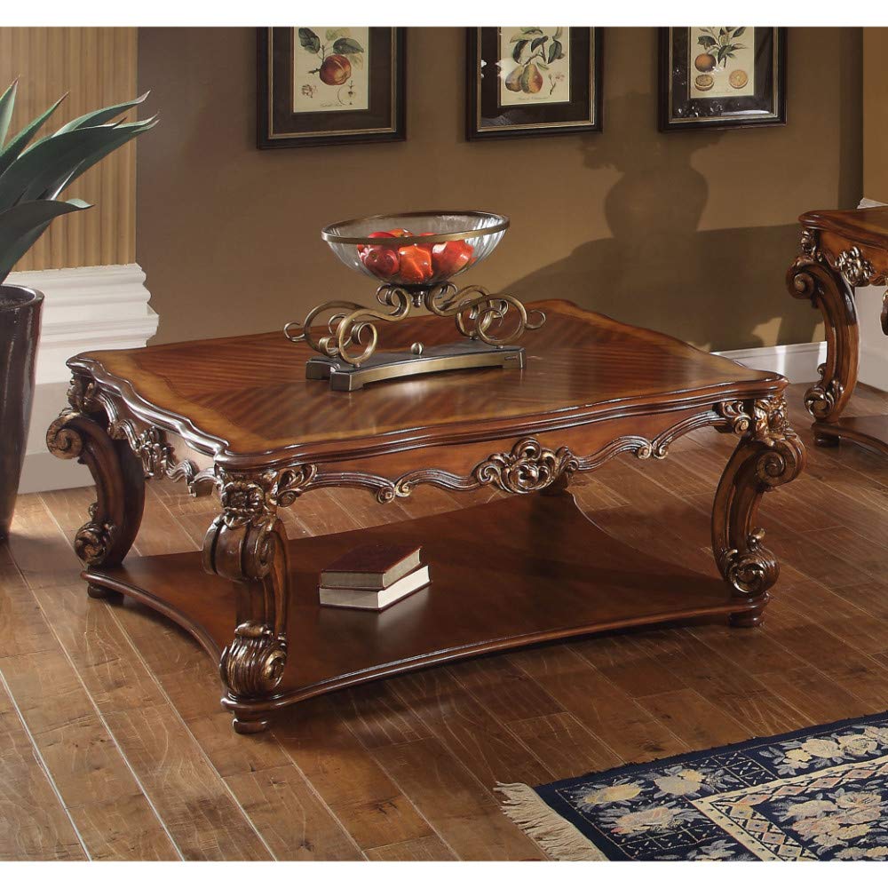 Benzara Striking Coffee Table (Square), Cherry