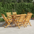 vidaXL Brown Scandinavian Folding Patio Chairs Set of 6, Solid Teak Wood Construction, Space Saving Design for Garden, Balcony or Patio
