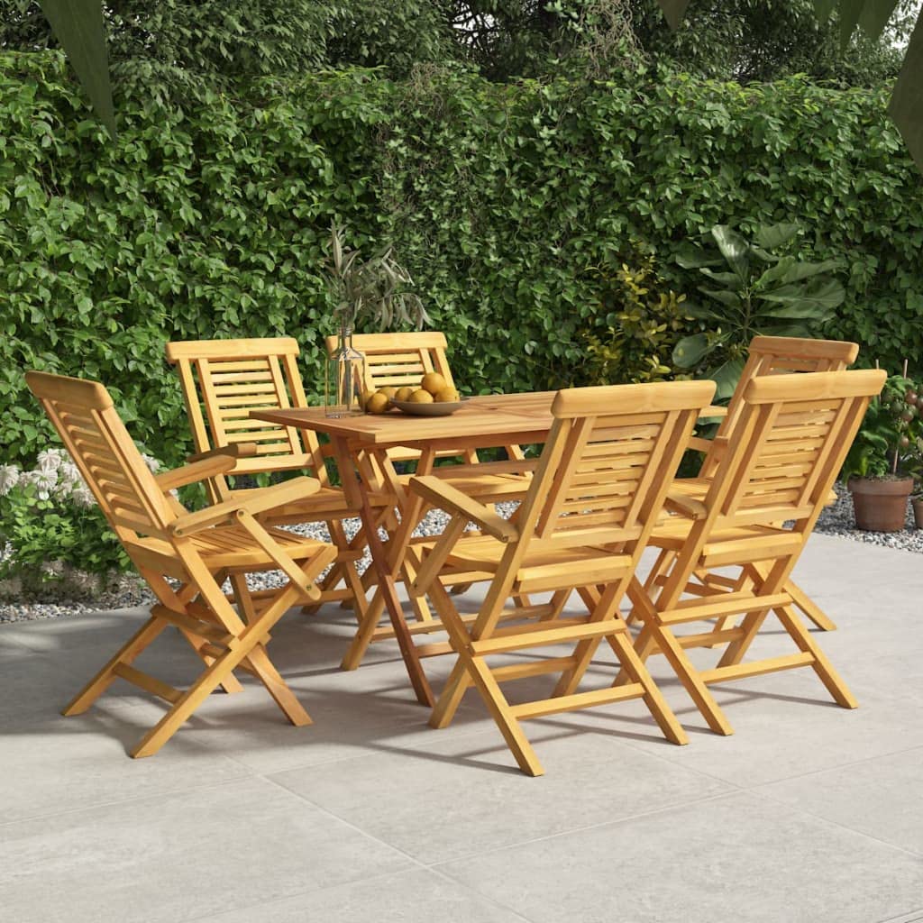 vidaXL Brown Scandinavian Folding Patio Chairs Set of 6, Solid Teak Wood Construction, Space Saving Design for Garden, Balcony or Patio