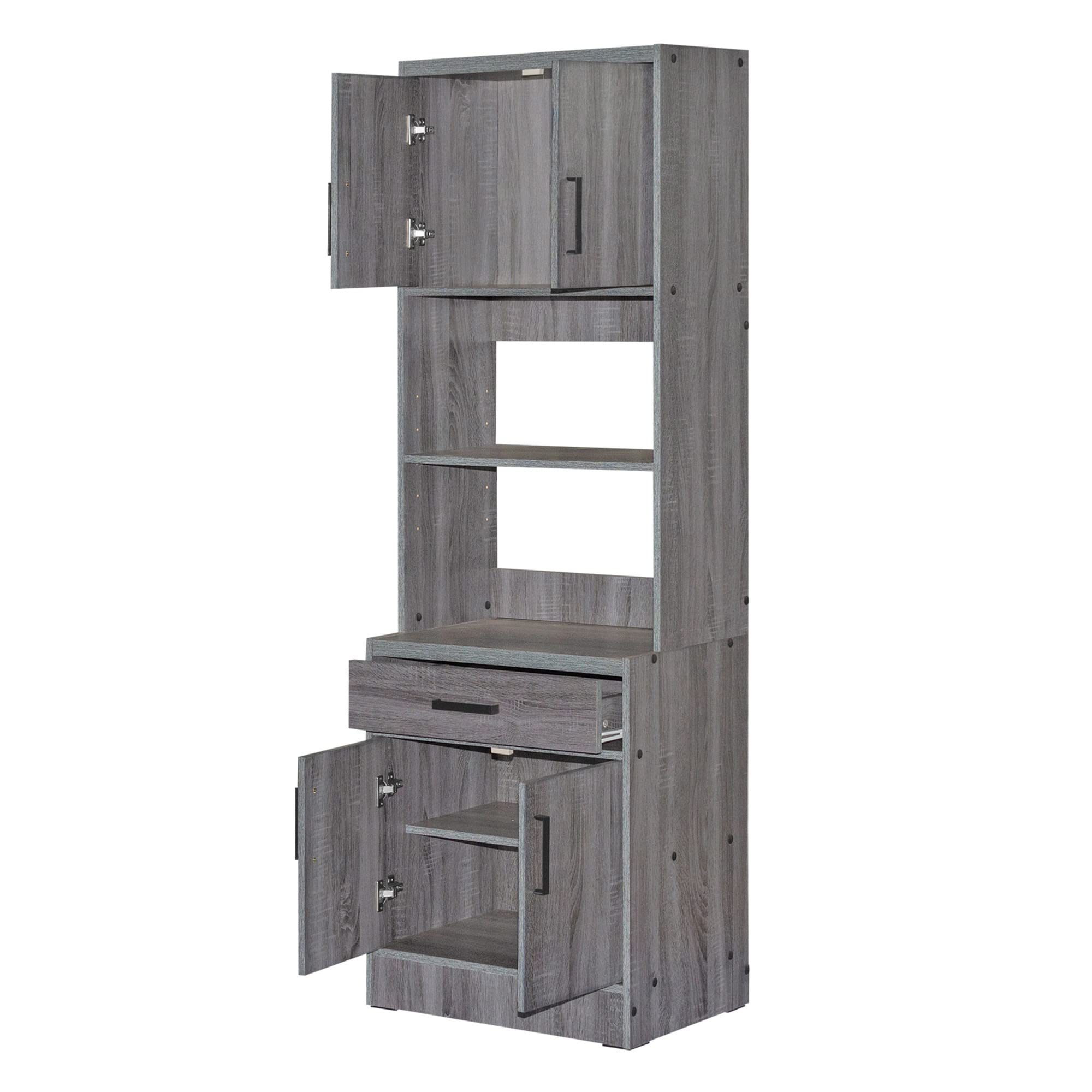 Better Home Products Shelby Tall Wooden Kitchen Pantry in Gray