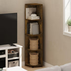 Furinno Econ 4-Tier Corner Shelf Bookcase, Bookshelf, Amber Pine