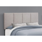 Monarch Specialties I 6025Q Bed, Queen Size, Platform, Bedroom, Frame, Upholstered, Linen Look, Grey, Transitional