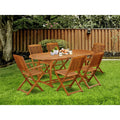 East West Furniture Bscm72Cana Beasley 7 Piece Patio Dining Set Consist Of An Oval Outdoor Acacia Wood Table And 2 Folding Arm 4 Side Chairs, 36X78 Inch