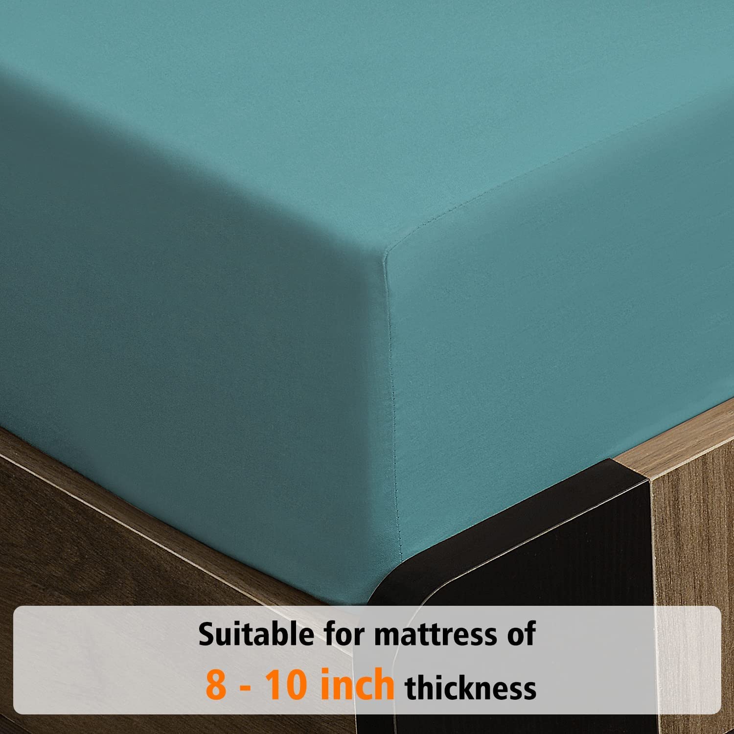 Lirex Fitted Sheet, Full Size 100% Cotton 300 Thread Count Soft Breathable Fitted Sheet, Blue
