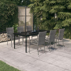 vidaXL Outdoor Gray and Black Patio Dining Set - 9 Piece Set with Table and 8 Chairs - Weather Resistant PE Rattan and Powder-Coated Steel for Patio, Backyard, and Garden