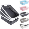 CertBuy 3 Pack Plastic Storage Baskets 14 x 10 x 4.5 Inch, Large Weave Storage Bins with Handle for Cabinet, Shelf, Kitchen, Bed