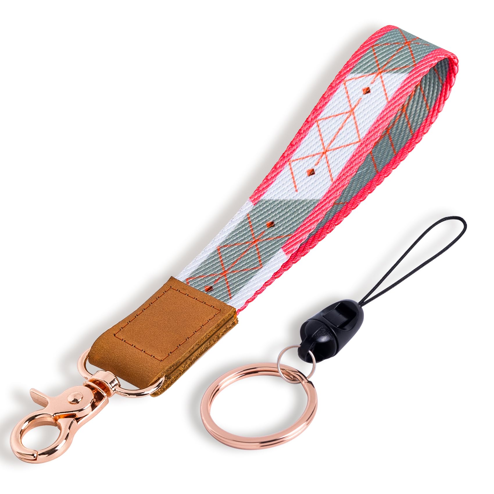 Avorast Wristlet Lanyard For Keys, Card Wallet Strap - Cute/Practical Key Chains For Women & Men (Pink Matrix)