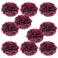WYZworks Set of 10 - Maroon 16 - (10 Pack) Tissue Pom Poms Flower Party Decorations for Weddings, Birthday, Bridal, Baby Showers
