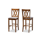 Baxton Studio Calista Modern and Contemporary Grey Fabric Upholstered and Walnut Brown Finished Wood 2-Piece Bar Stool Set