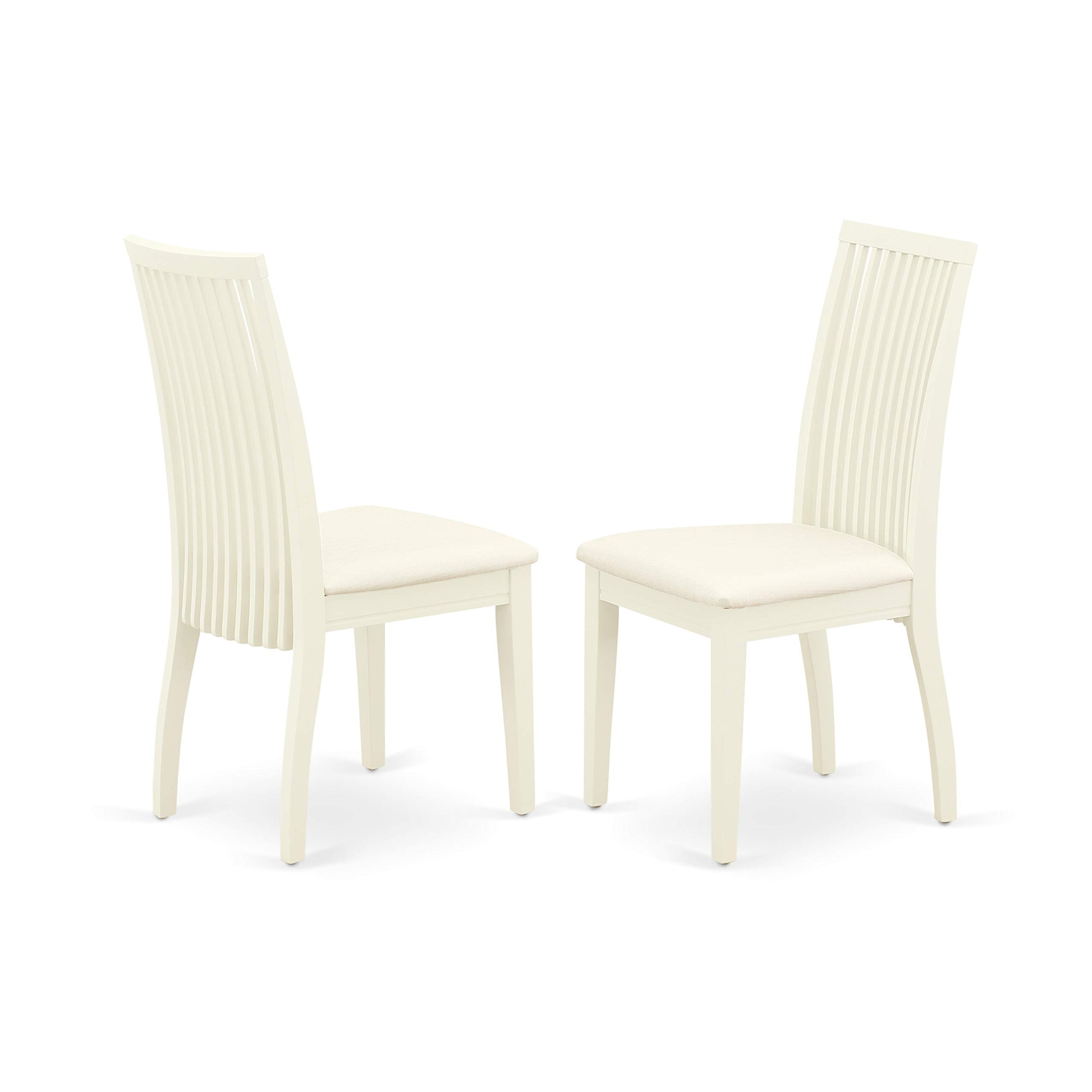 East West Furniture HBIP3-LWH-C 3 Piece Dinette Set for Small Spaces Contains a Round Dining Table with Pedestal and 2 Linen Fabric Upholstered Dining Chairs, 42x42 Inch, Linen White