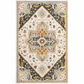 HomeRoots 508113 8 x 10 ft. Ivory Charcoal Gold Clay & Muted Blue Oriental Hand Tufted Handmade Stain Resistant Rectangle Area Rug