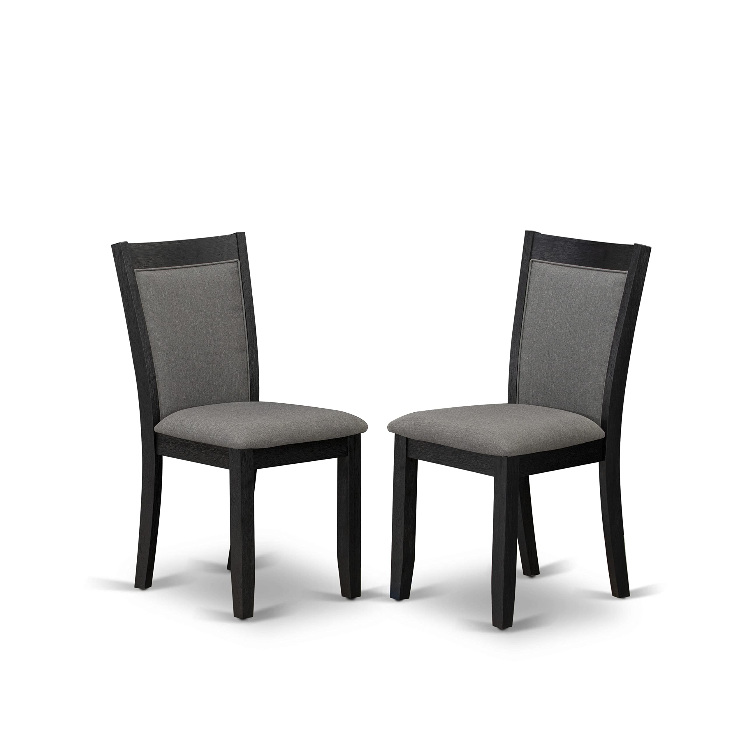 East West Furniture HBMZ3-AB6-50 3 Piece Small Dinette Set Contains a Round Dining Table with Pedestal and 2 Dark Gotham Grey Linen Fabric Upholstered Chairs, 42x42 Inch, Wirebrushed Black