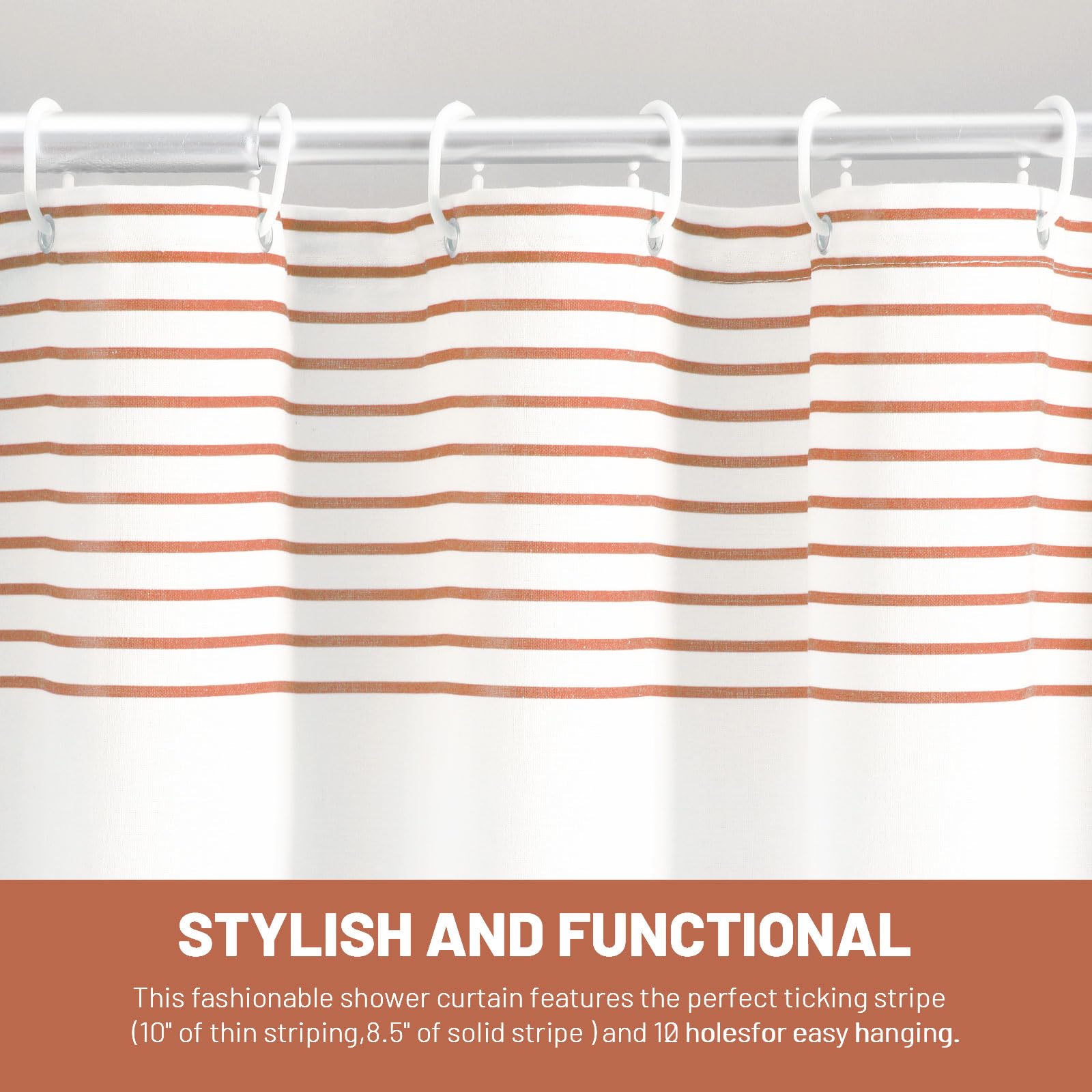 Awellife Boho Coral Shower Curtain For Bathroom Stripe Tassel Shower Curtain 72 X 72 Inches Farmhouse Linen