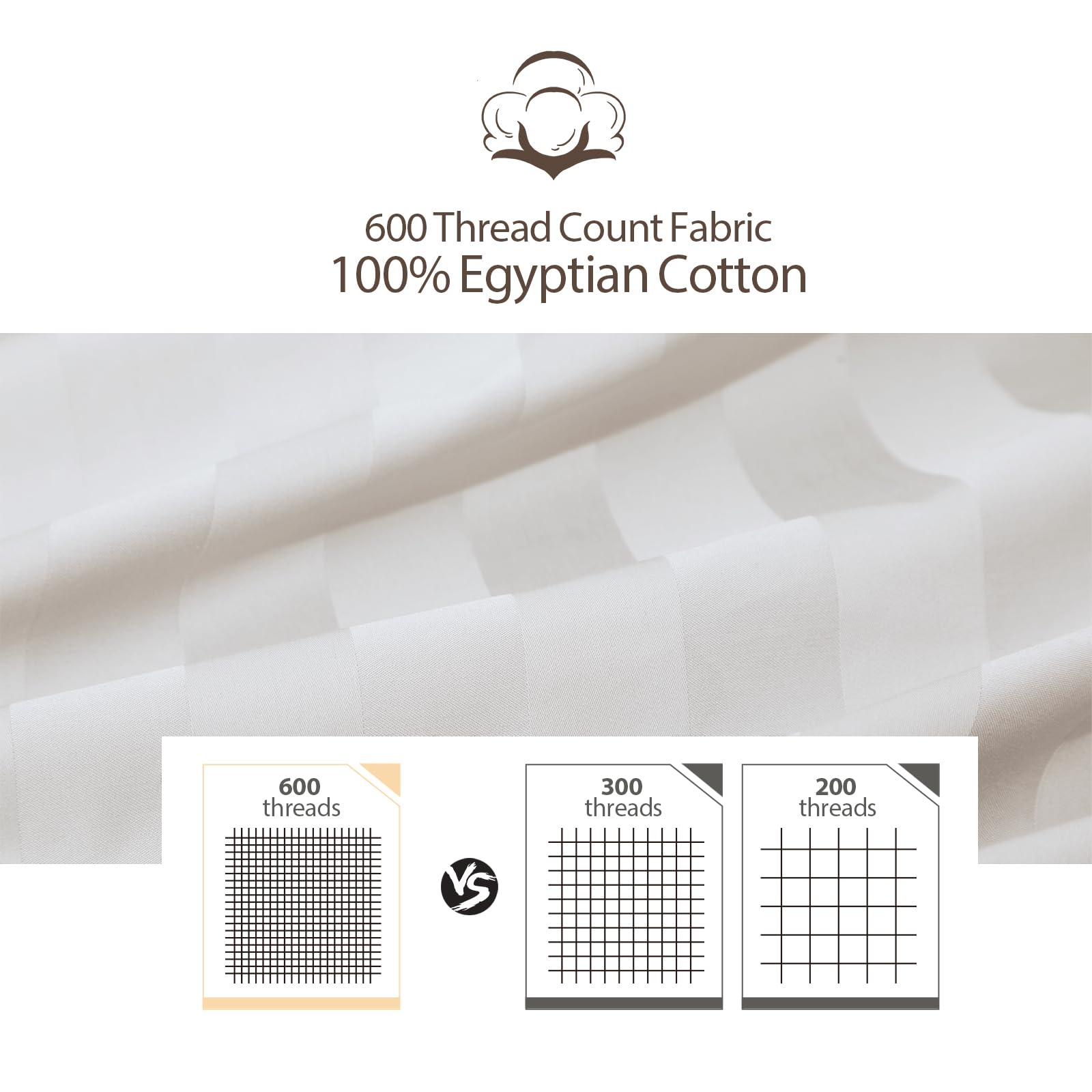 100% Egyptian Cotton Pillow Protectors Set Of 2, 600 Thread Count Bed Pillow Cases With Zipper, Sateen Weave Cooling Pillow Case