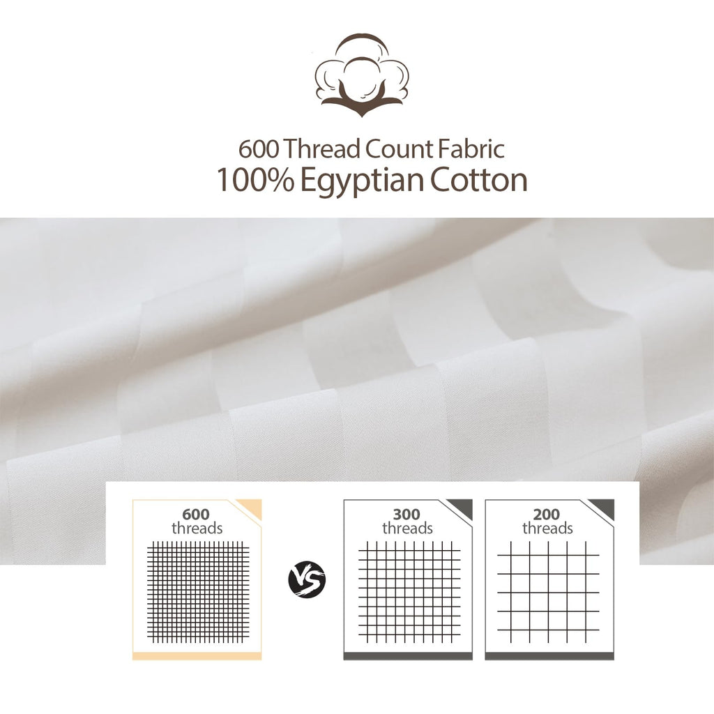 100% Egyptian Cotton Pillow Protectors Set Of 4, 600 Thread Count Bed Pillow Cases With Zipper, Sateen Weave Cooling Pillow Case
