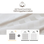 100% Egyptian Cotton Pillow Protectors Set Of 4, 600 Thread Count Bed Pillow Cases With Zipper, Sateen Weave Cooling Pillow Case