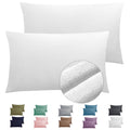 2 Pack Zippered Velvet Queen Pillowcases, Super Soft And Cozy Luxury Fuzzy Flannel Pillow Cases With Zipper, 20X30 Inches, White