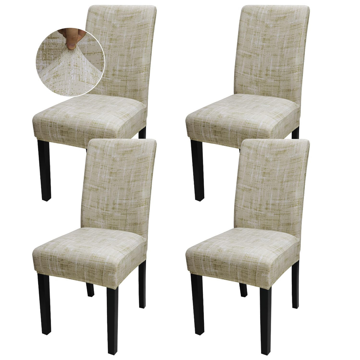 Jqinhome Pattern Chair Covers For Dining Room Set Of 4, High Stretch Removable Washable Parsons Chair Slipcover For Home Party Hotel Wedding Ceremony (Stripe Pattern,4Pcs)