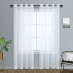 Mrs.Naturall White Sheer Curtains 96 Inches Long For Living Room Set Of 2 Panels Lightweight Grommet Sheer Window Curtain Panels