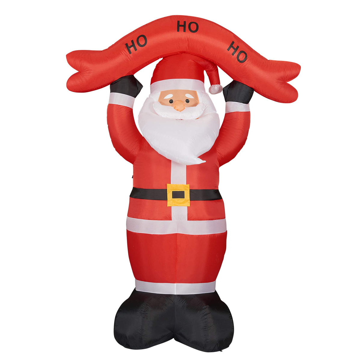 Fraser Hill Farm 10-Ft. Tall Pre-Lit Christmas Inflatable | Santa Holding Ho Ho Ho Sign With Lights And Storage Bag | Outdoor Holiday Blow-Up Festive Celebration Party Decor | Fhfsanta104-L