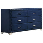 Coaster Home Furnishings Melody Modern Classic 4-Piece Bedroom Set Velvet Upholstered Queen Size Wingback Bed Frame 66-inch Headboard Pacific Blue 223371Q-S4