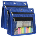 Yoeejob 2 Pack 1 Inch Expandable Zipper Pencil Pouches With Clear Window For 3 Ring Binder, Suitable For School & Office (Blue)