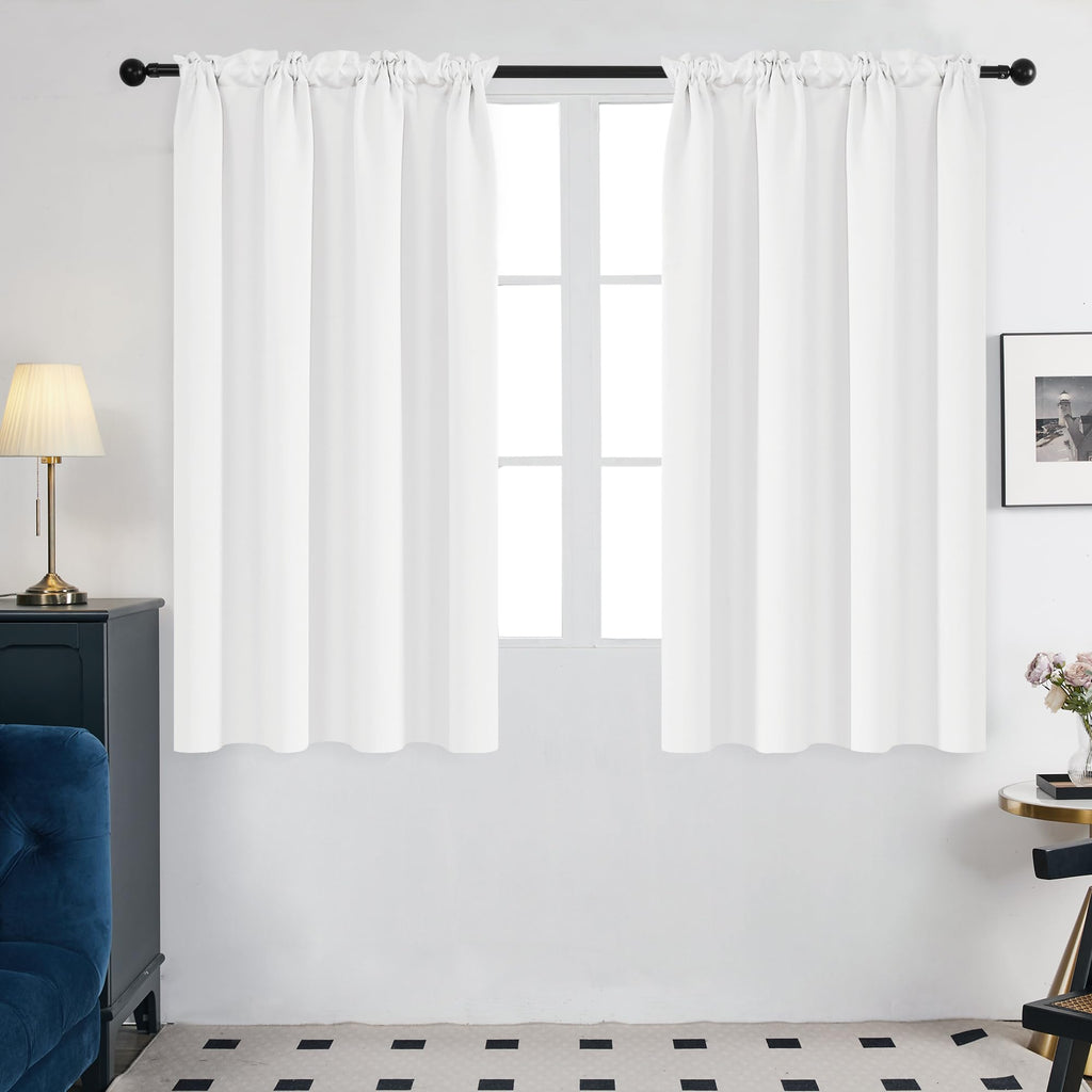 Deconovo Blackout Curtains For Bedroom–Thermal Insulated, Noise-Reducing, Energy-Efficient Drapes For Privacy & Soundproofing–Ideal For Parents, Seniors–42W X 63L Inch, Pure White, 2 Panels