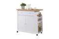 Hodedah Import Kitchen Island with Spice Rack and Towel Rack, White,
