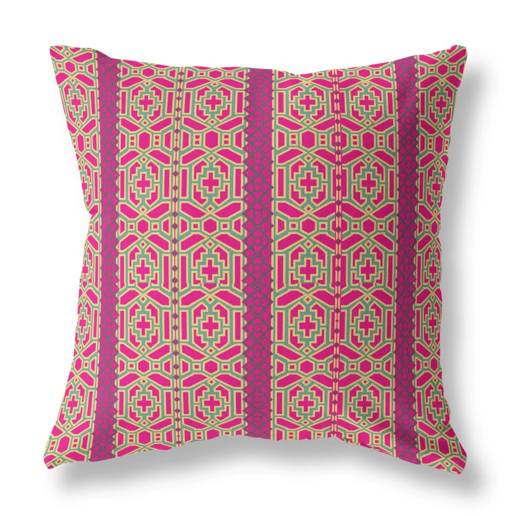 HomeRoots 16' X 16' Pink and Green Broadcloth Floral Throw Pillow