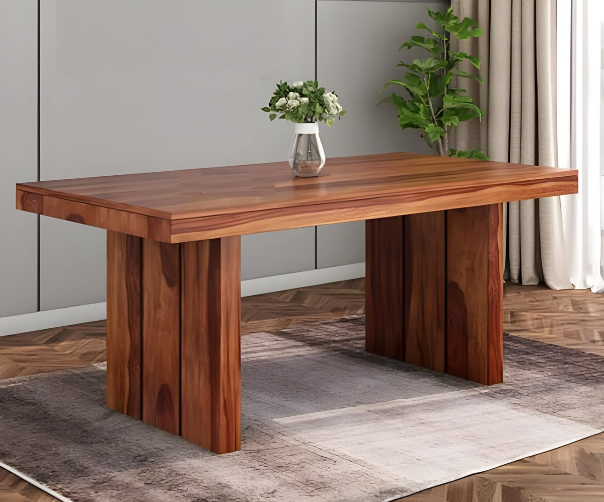 Wiprowood Sheesham Wood 6 Seater Dining Table Without Chair For Dining Room Wooden Table For Living Room Kitchen (Honey Finish)
