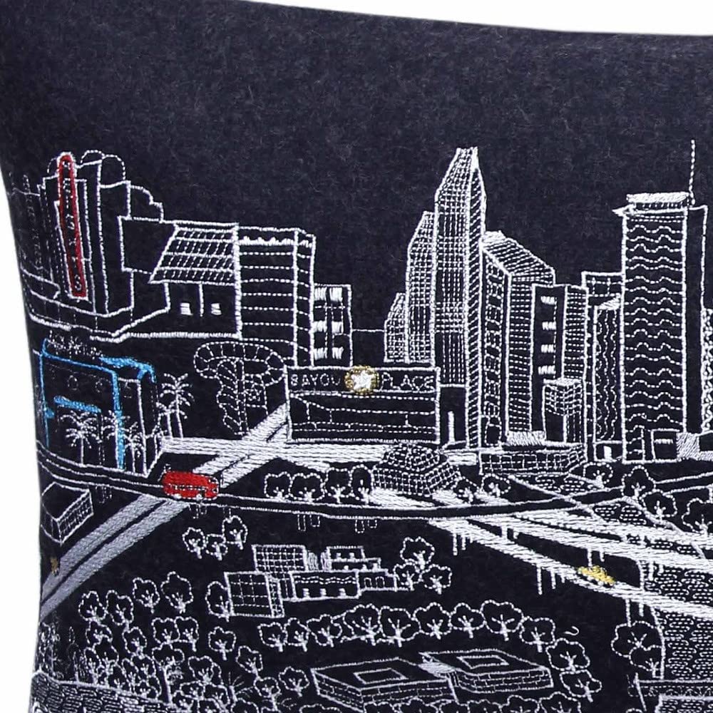 HomeRoots Grey 35' Black Houston Nighttime Skyline Lumbar Decorative Pillow