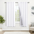 Xwzo White 100% Blackout Curtains - Heat And Full Light Blocking Drapes With Black Liner For Bedroom/Laundry Room, Rod Pocket &
