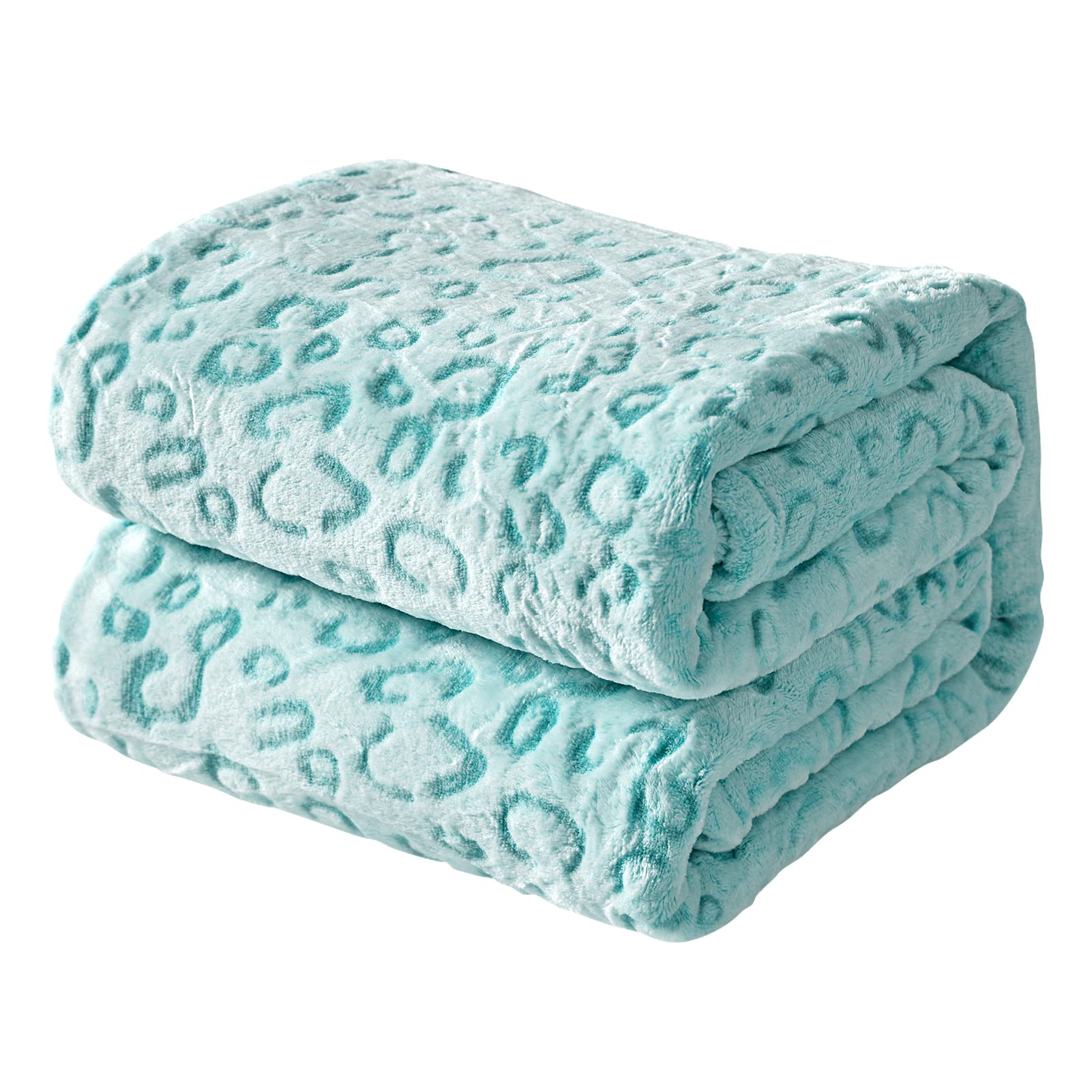 Fy Fiber House Flannel Fleece Throw Microfiber Blanket With 3D Cheetah Print,60 'X80 ',Lake Blue