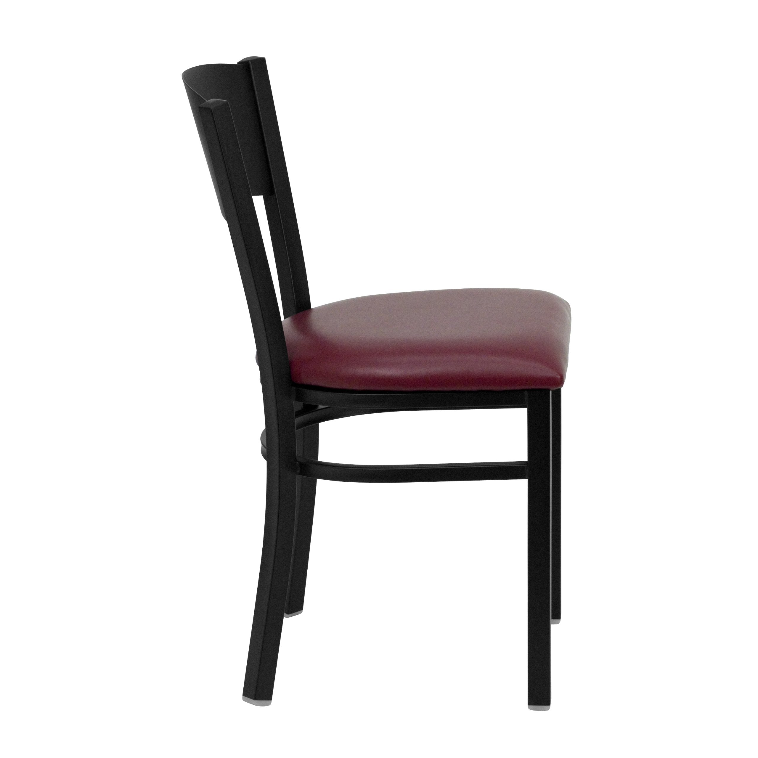 Flash Furniture HERCULES Series Black Circle Back Metal Restaurant Chair - Burgundy Vinyl Seat