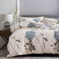 Sleepbella Comforter Queen Size, 600 Thread Count Cotton Brown Branches And Blue Flowers Off-White Comforter Sets, Down Alternat