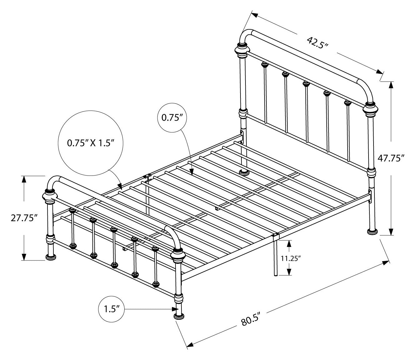 Monarch Specialties Bed Frames, Full, Black