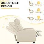 Yaheetech Recliner Chair Pu Leather Recliner Sofa Home Theater Seating Adjustable Modern Single Reclining Chair Sofa With Pocket Spring Living Room Bedroom Beige