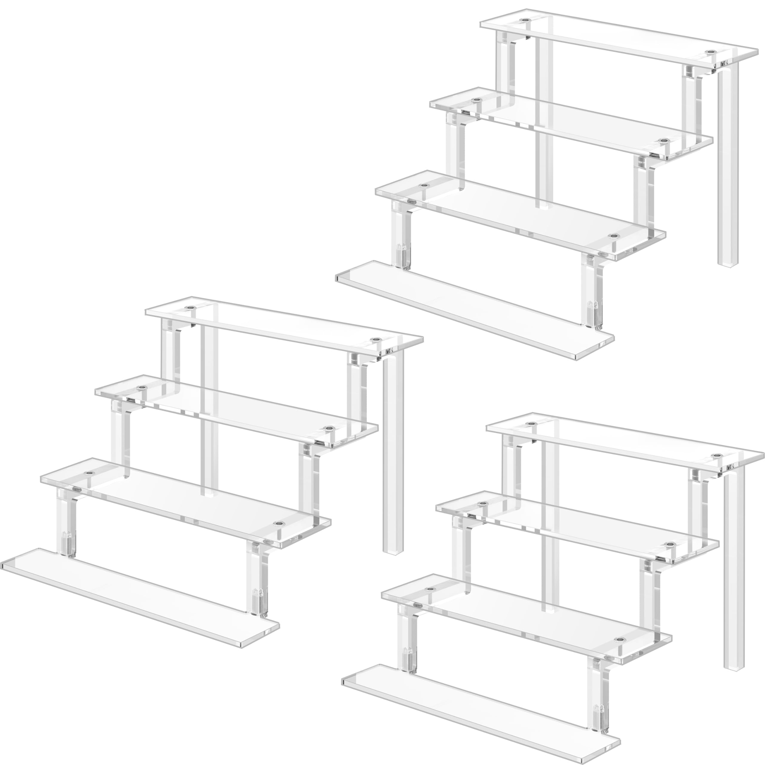 WINKINE Acrylic Riser for Display, Perfume Stand Rack, Display Shelf Riser Compatible with Funko POP Amiibo Figures, 4 Tier Colo