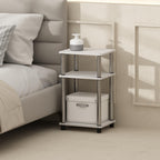 Furinno Just 3-Tier Turn-N-Tube Open Storage Nightstand, 2-Pack, Plastic Poles, White Oak/Stainless Steel