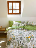 Houseri Green Floral Comforter Set Queen Yellow Small Flowers Botanical Bedding Sets Queen Teen Girls Women Rustic Green Leaves