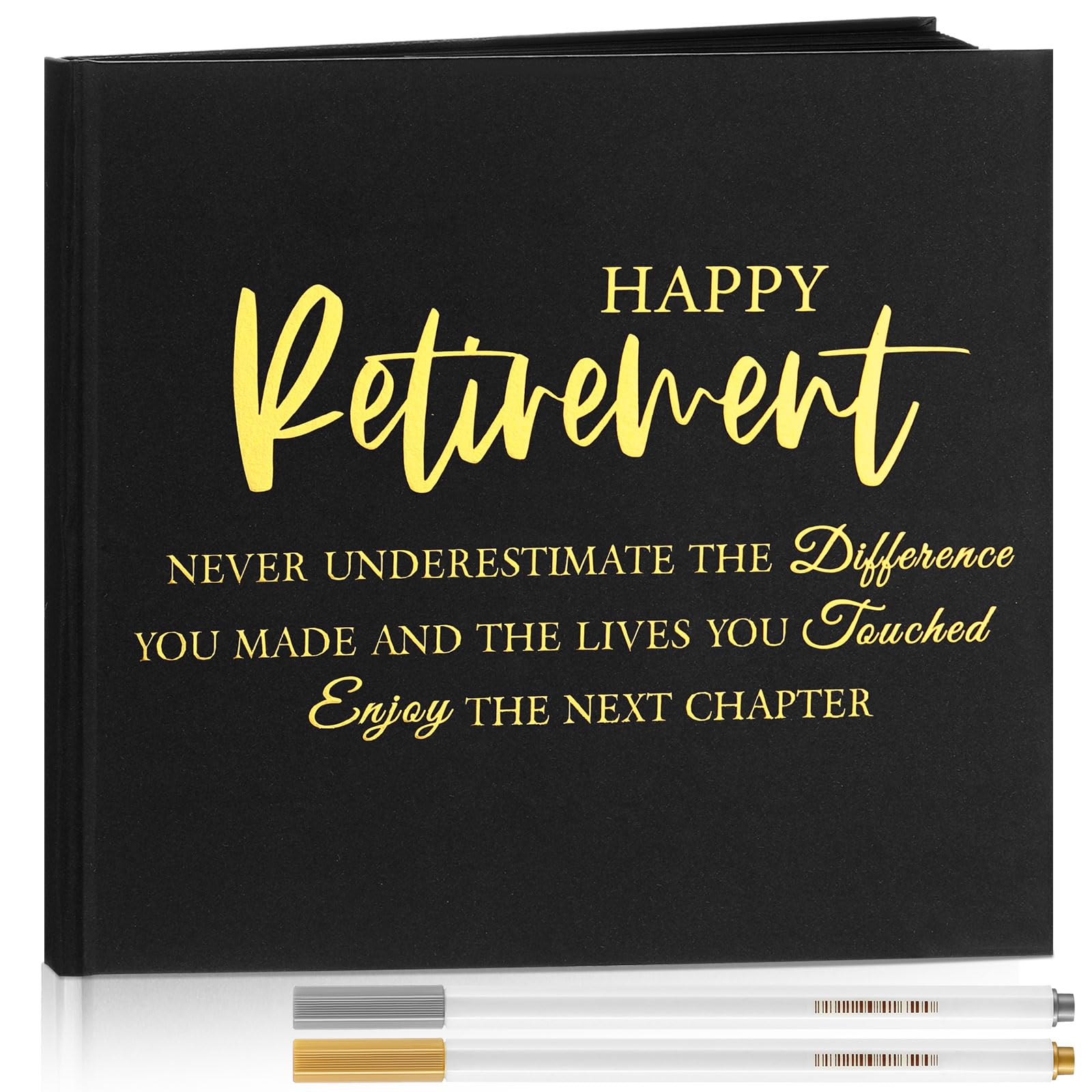 Resholder 2025 Retirement Guest Book with 2 Markers 8.7  Square Hardcover Blank Guest Photo Signing Memory Book Happy Retiremen