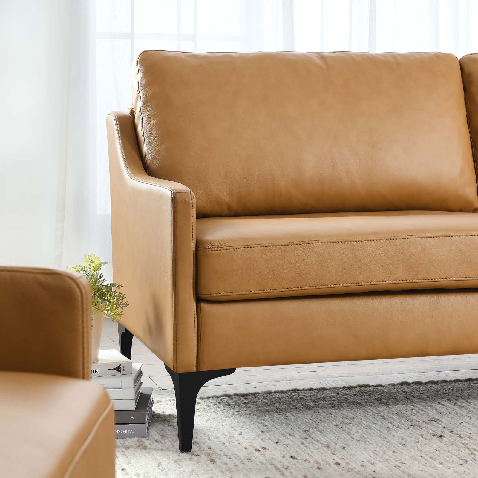 Modway EEI-6018-TAN Corland Leather Sofa, Tan